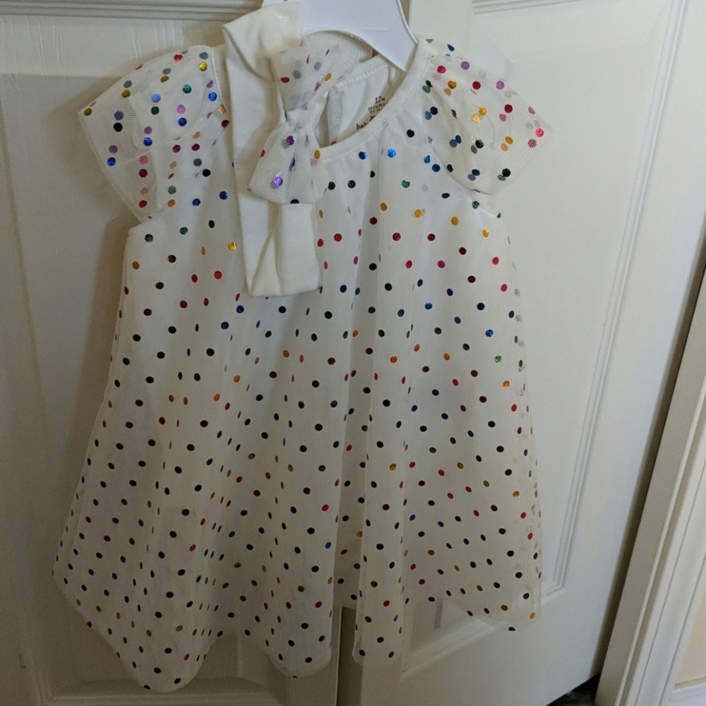 NWT Baby Starters cream colored polka dot dress